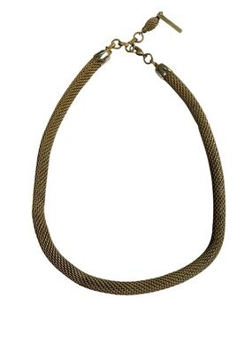 Vintage Jan Michaels Brass Metal Mesh Rope Necklace Lobster Claw Clasp